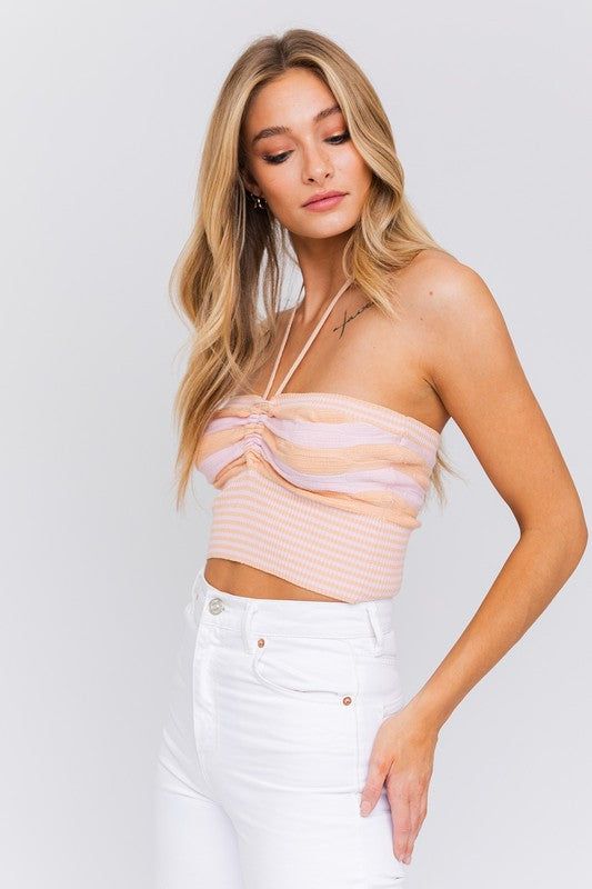 LE LIS | Halter Neck Sweater Crop Top us.meeeshop - 