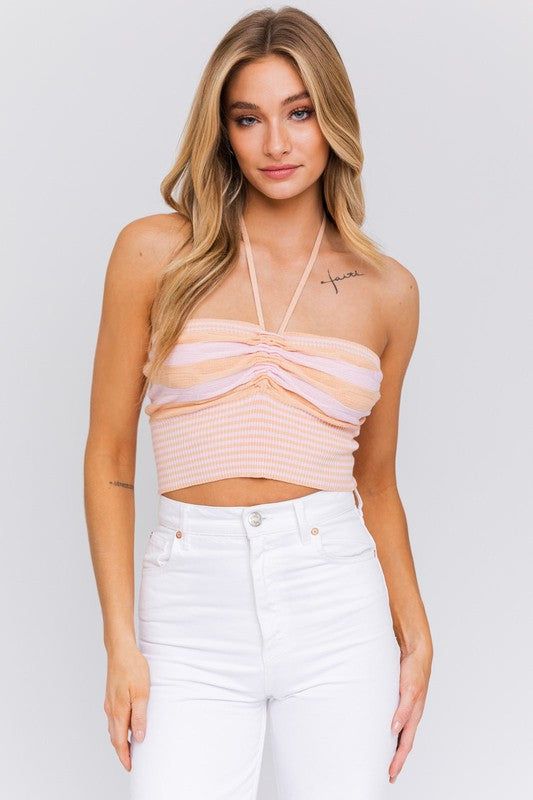 LE LIS | Halter Neck Sweater Crop Top - us.meeeshop