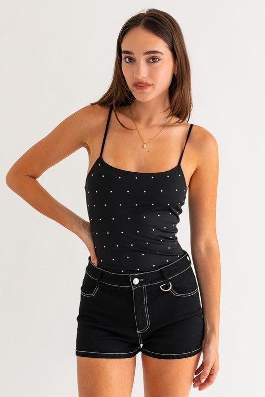 LE LIS Hot Fix Sleeveless Bodysuit us.meeeshop - Shirts & Tops