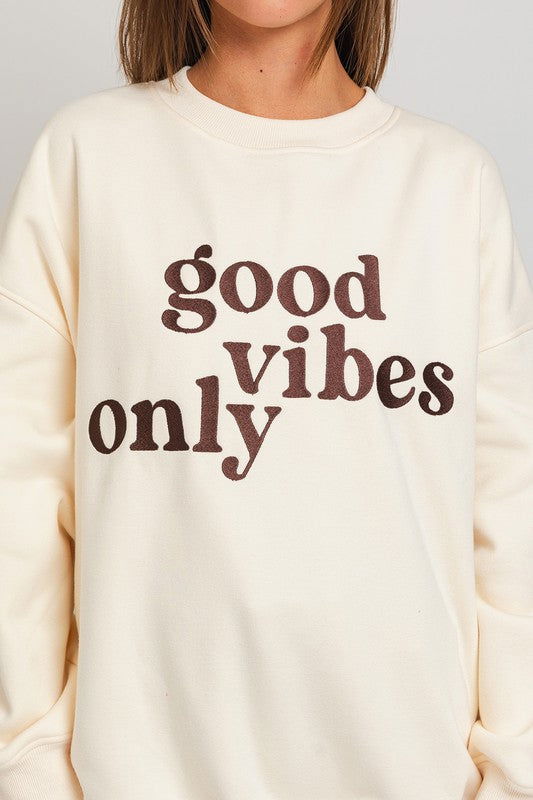 LE LIS Letter Embroidery Oversized Sweatshirt us.meeeshop - 