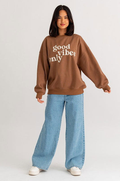 LE LIS Letter Embroidery Oversized Sweatshirt us.meeeshop - 