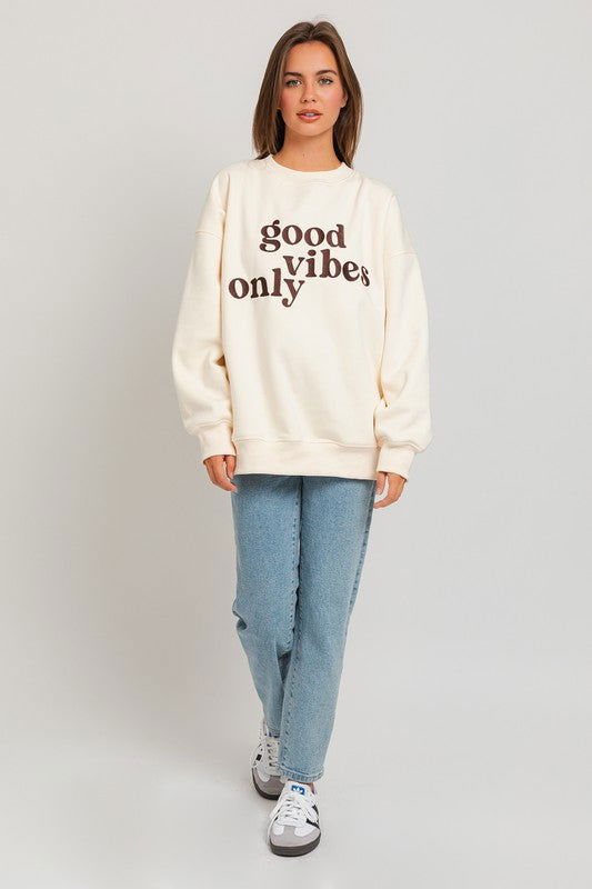 LE LIS Letter Embroidery Oversized Sweatshirt us.meeeshop - 