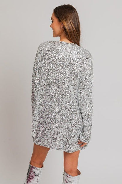 LE LIS Long Sleeve Sequin Mini Dress us.meeeshop - 