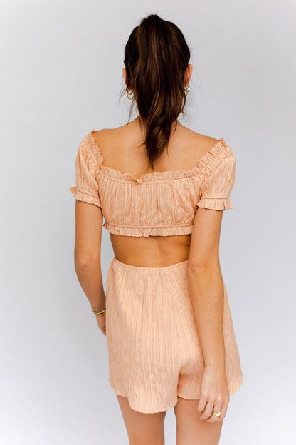 LE LIS | Off Shoulder Cutout Romper us.meeeshop - 