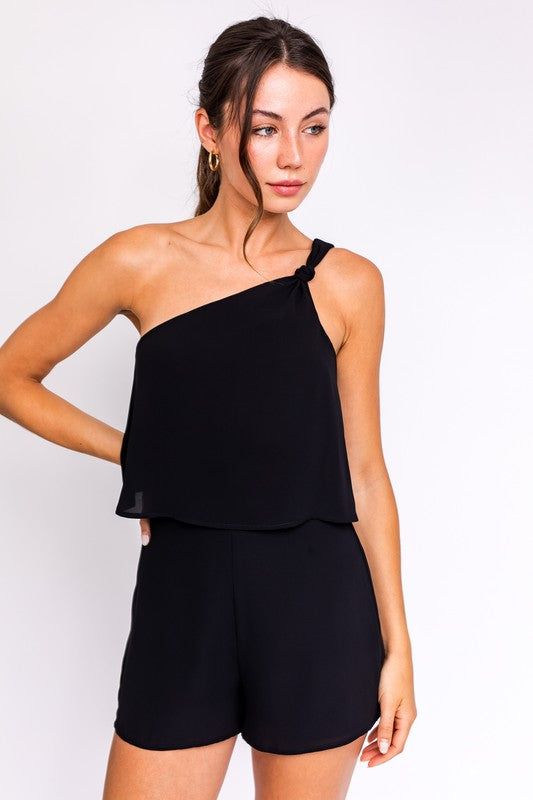 LE LIS One Shoulder Woven Romper us.meeeshop - 