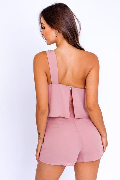 LE LIS One Shoulder Woven Romper us.meeeshop - 