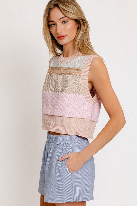 LE LIS Round Neck Sweater Vest us.meeeshop - 