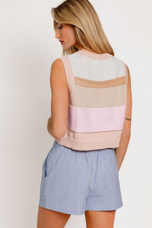 LE LIS Round Neck Sweater Vest us.meeeshop - 