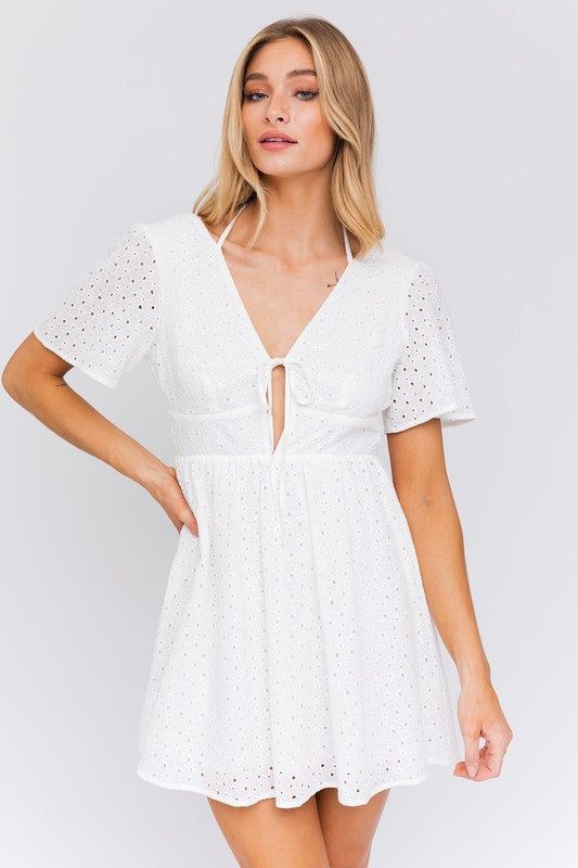 LE LIS Short Sleeve Babydoll Style Dress us.meeeshop - 