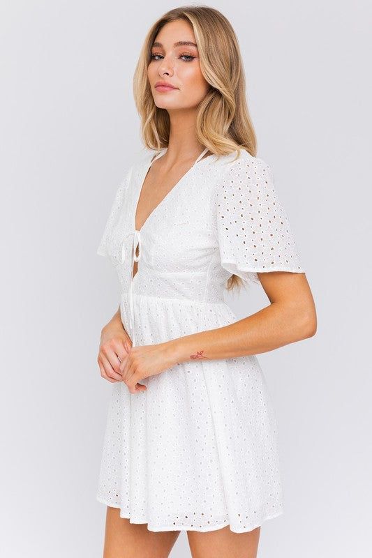 LE LIS Short Sleeve Babydoll Style Dress us.meeeshop - 