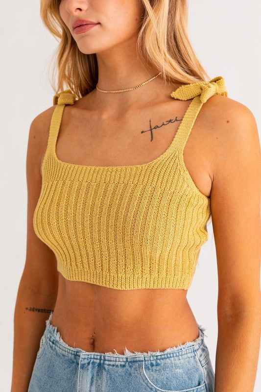 LE LIS | Shoulder Tie Knit Tank us.meeeshop - Shirts & Tops