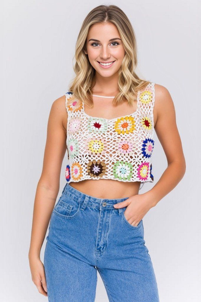 LE LIS | Sleeveless Multi Crochet Top us.meeeshop - Shirts & Tops