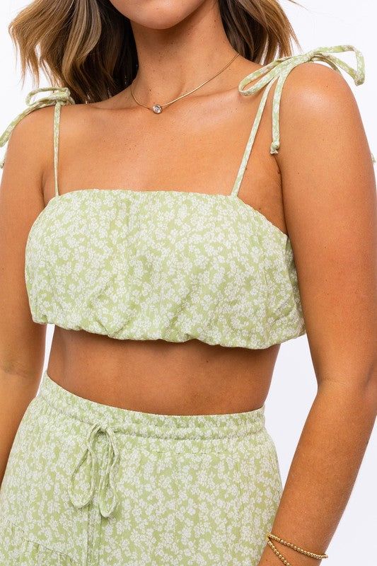 LE LIS | Tie Strap Ruched Crop Top us.meeeshop - 