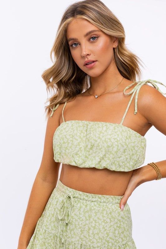 LE LIS | Tie Strap Ruched Crop Top us.meeeshop - 