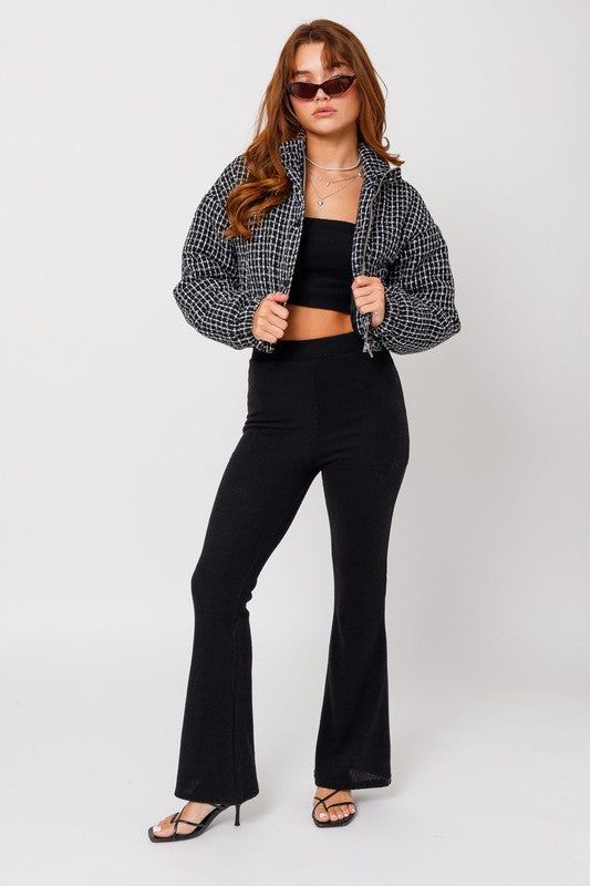 LE LIS Tweed Crop Puffer Jacket us.meeeshop - 