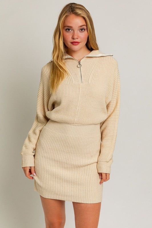 LE LIS Zipper Sweater Dress us.meeeshop - 