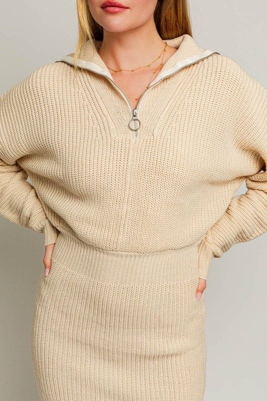 LE LIS Zipper Sweater Dress us.meeeshop - 