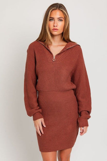 LE LIS Zipper Sweater Dress us.meeeshop - 