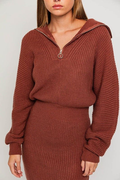 LE LIS Zipper Sweater Dress us.meeeshop - 