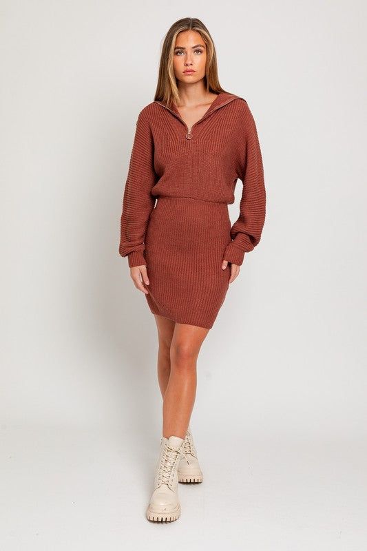 LE LIS Zipper Sweater Dress us.meeeshop - 