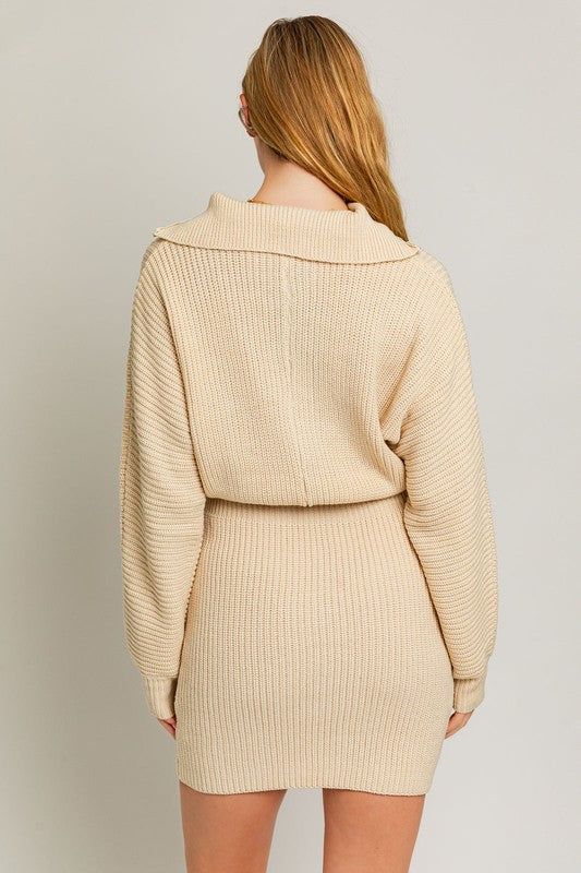 LE LIS Zipper Sweater Dress us.meeeshop - 