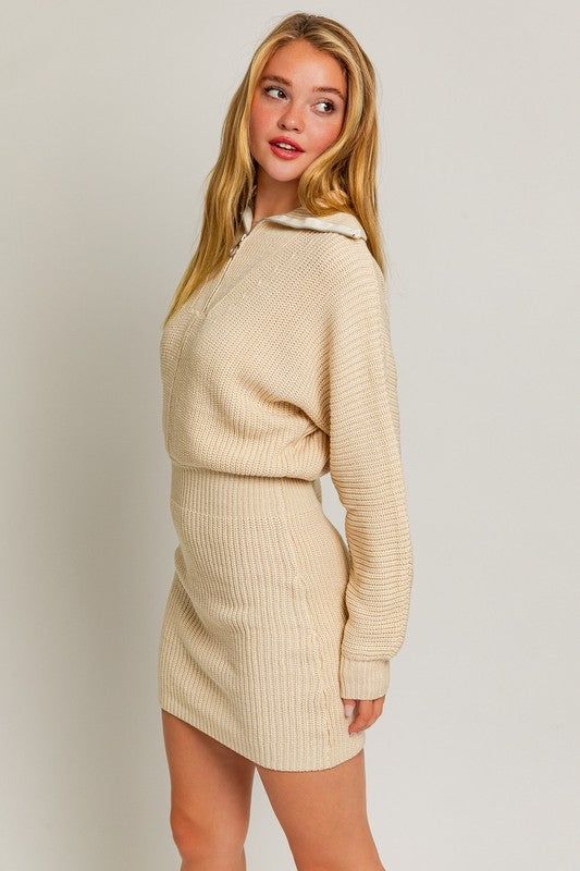 LE LIS Zipper Sweater Dress us.meeeshop - 