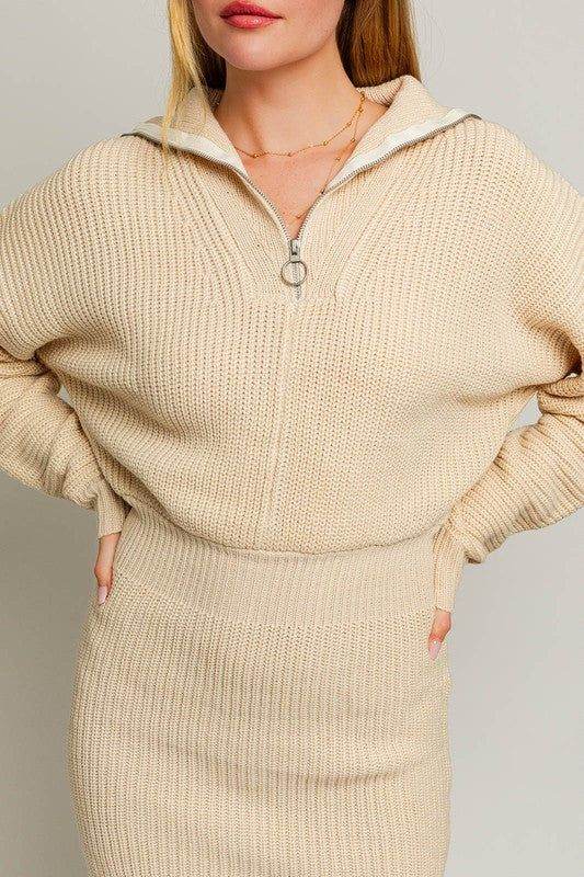 LE LIS Zipper Sweater Dress - us.meeeshop