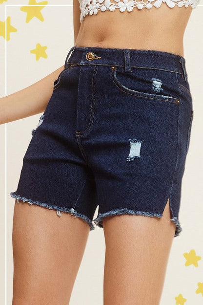 La Miel Casual Washed Style Denim Shorts With Pockets us.meeeshop - 