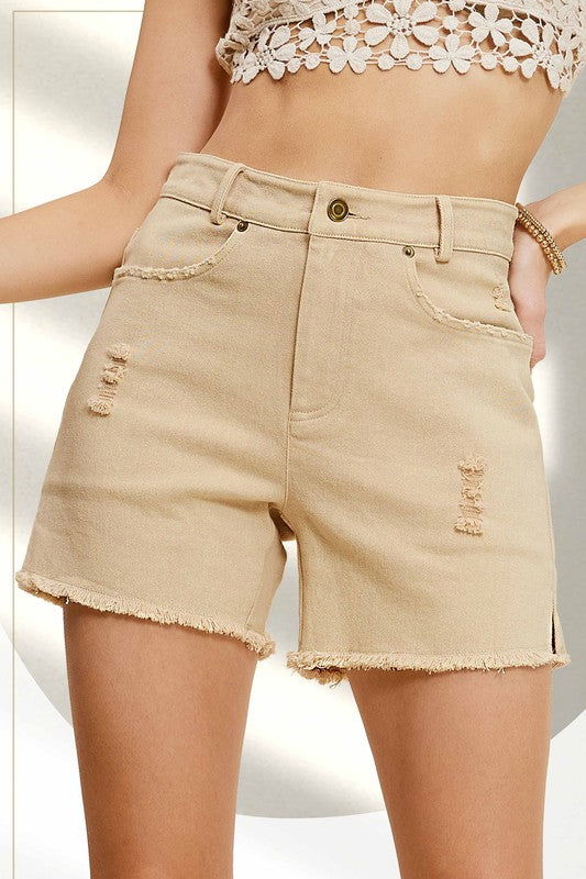 La Miel Casual Washed Style Denim Shorts With Pockets us.meeeshop - 