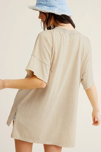 La Miel Mineral Washed Oversized Short Sleeve Top us.meeeshop - 