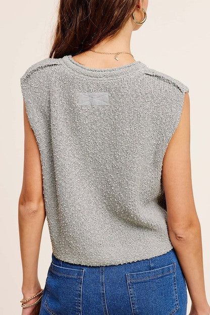 La Miel Slouchy Cropped Extended Sleeve Sweater Top us.meeeshop - 