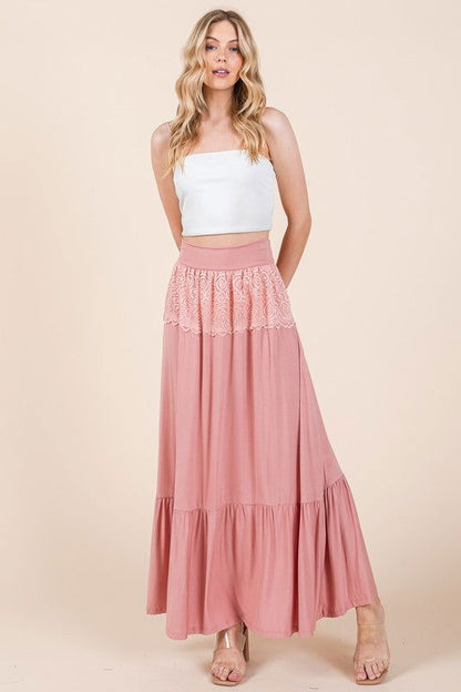 Lace Detailed Ruffle Skirt us.meeeshop - 