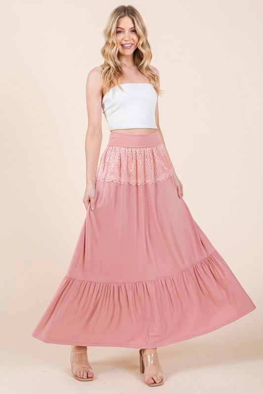 Lace Detailed Ruffle Skirt us.meeeshop - 