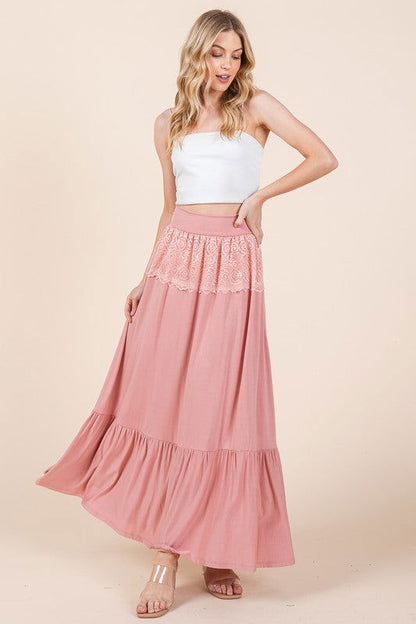 Lace Detailed Ruffle Skirt us.meeeshop - Skirts