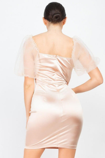 Lace Sleeves Back Zipped Mini Dress | us.meeeshop