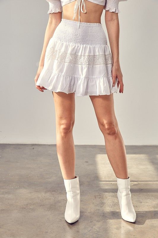 Lace Trim Detail Skirt us.meeeshop - 