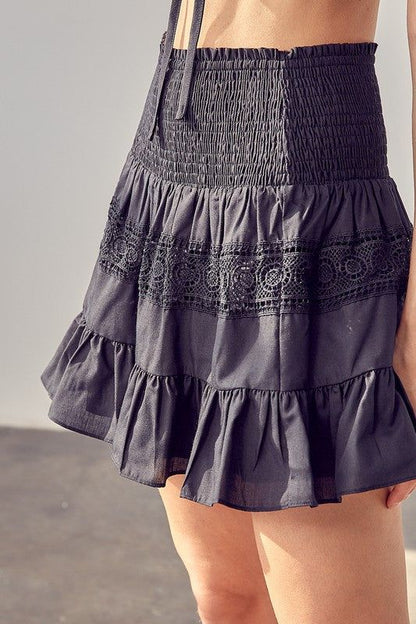 Lace Trim Detail Skirt us.meeeshop - 