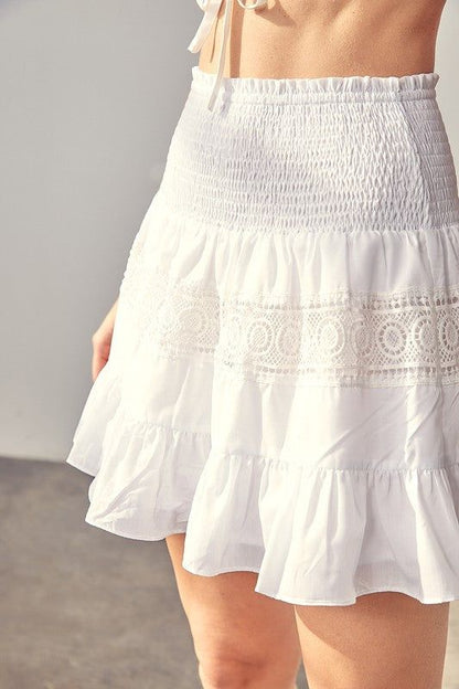 Lace Trim Detail Skirt us.meeeshop - Skirts