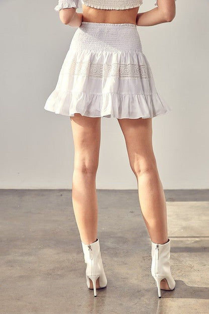 Lace Trim Detail Skirt us.meeeshop - 