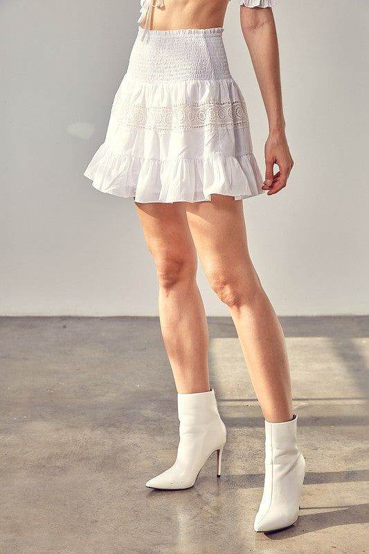 Lace Trim Detail Skirt - us.meeeshop