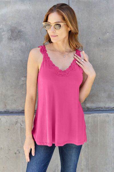 Lace Detail V-Neck Cutout Cami - us.meeeshop