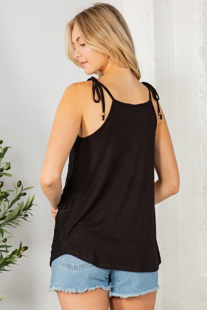 Women's Lace overlay Sleeveless Top - us.meeeshop