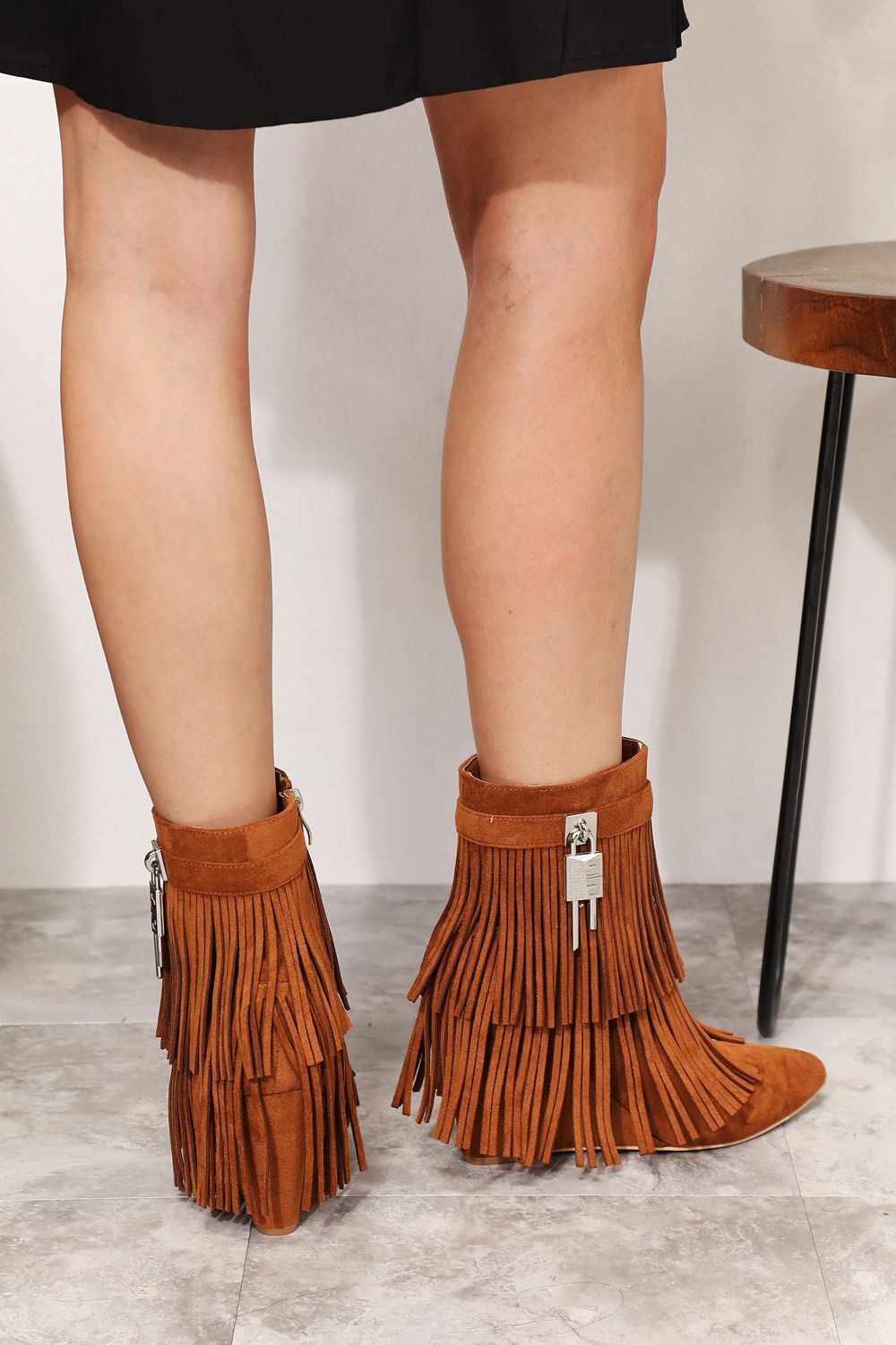 Legend Women's Tassel Wedge Heel Ankle Booties us.meeeshop - 