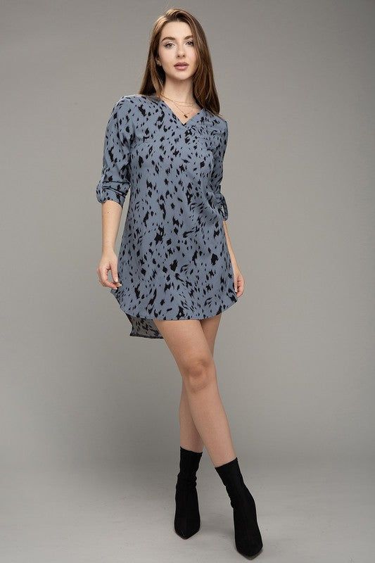 Leopard Animal Print V neck Dress us.meeeshop - 