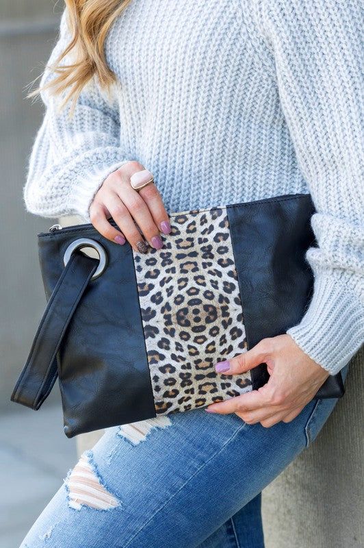 Leopard Dual Tone Clutch us.meeeshop - 