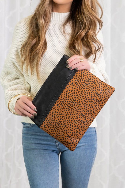 Leopard Gold Ring Vegan Leather Clutch us.meeeshop - Handbags