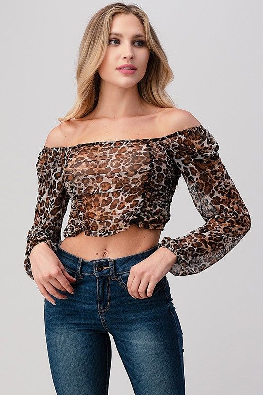 Leopard Mesh Crop Top us.meeeshop - 