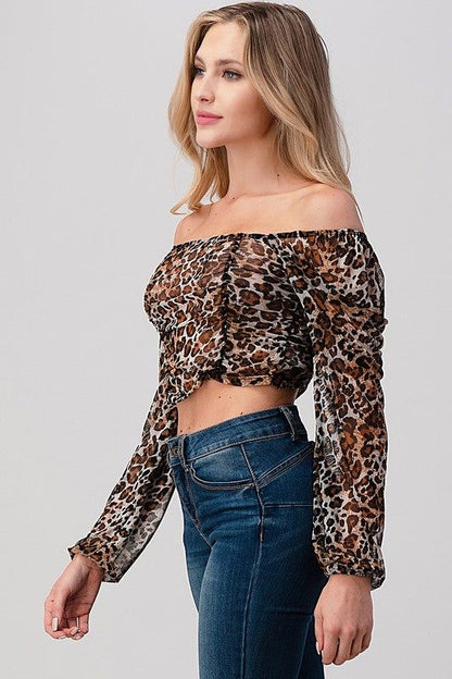 Leopard Mesh Crop Top us.meeeshop - 