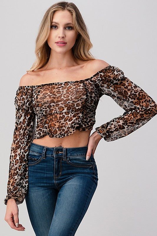 Leopard Mesh Crop Top us.meeeshop - 