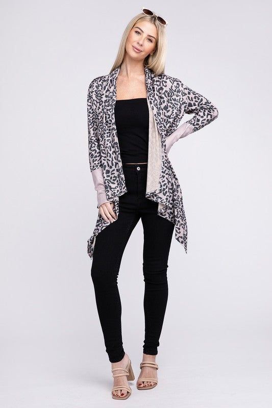 Leopard Print Open Front Cardigan us.meeeshop - 